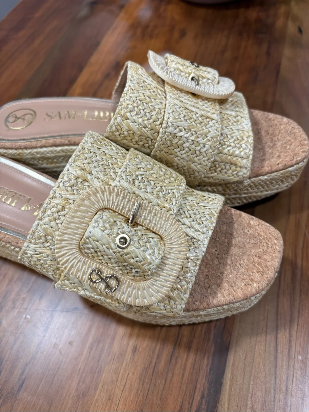 Sam & Libby Crysta Raffia Platform Sandals Cyprus Size 8